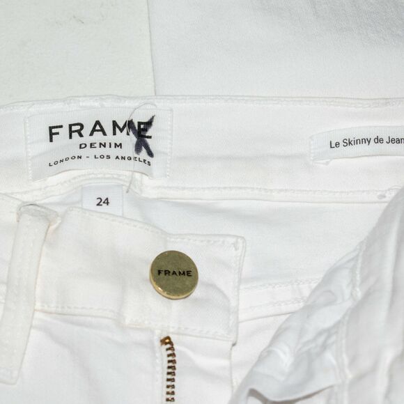 Frame Denim Le Skinny de Jeans White Distressed Le Color Rip Blanc 24 - Picture 4 of 12